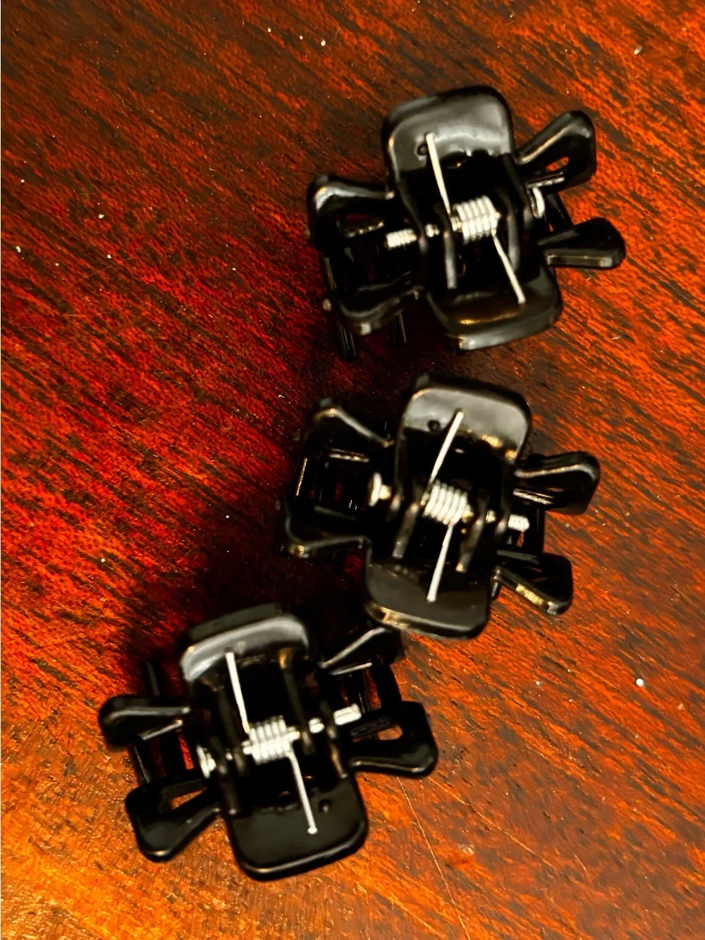 Black Mini Hair Claw Clips with White accents set of 3